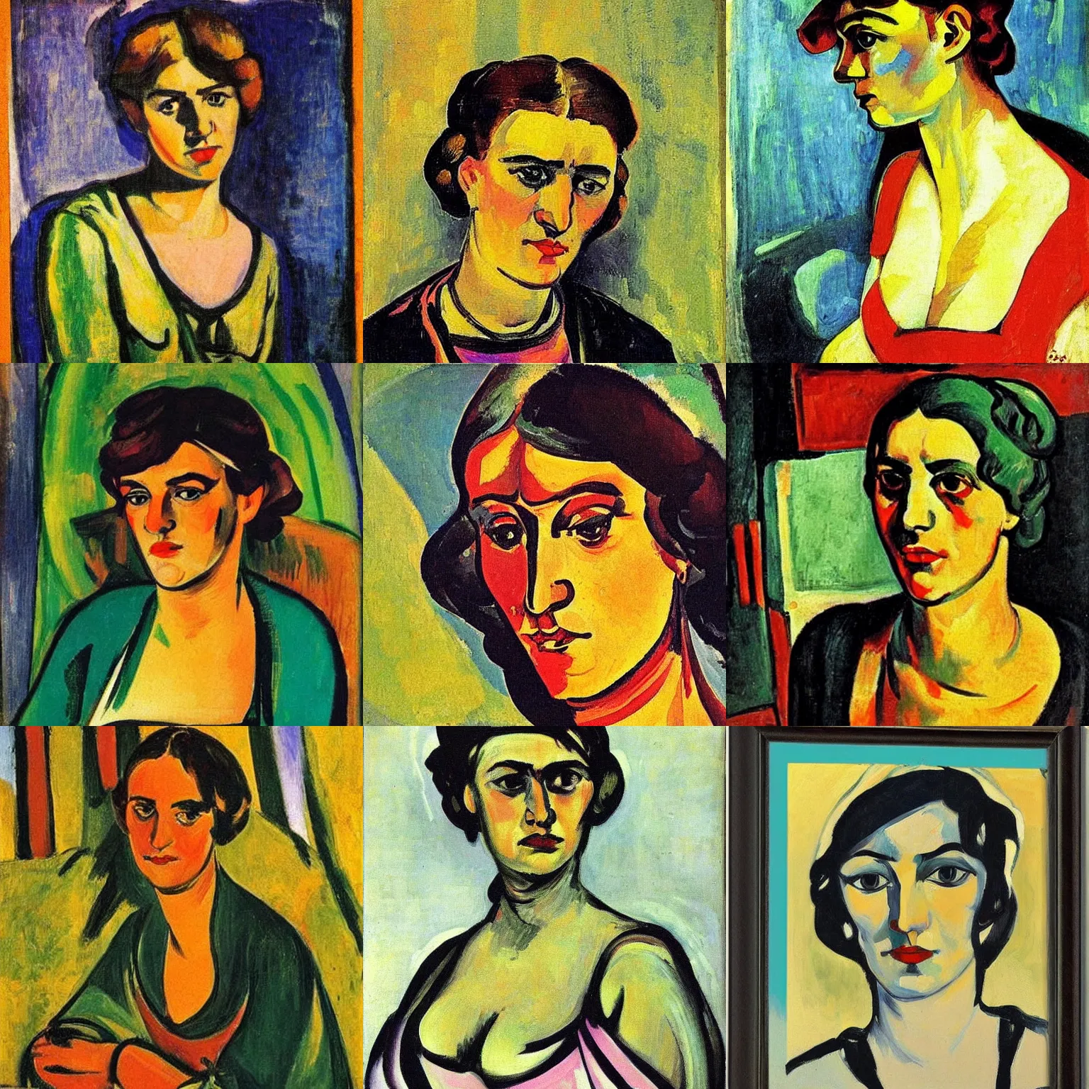 Prompt: beautiful woman portrait, by max pechstein