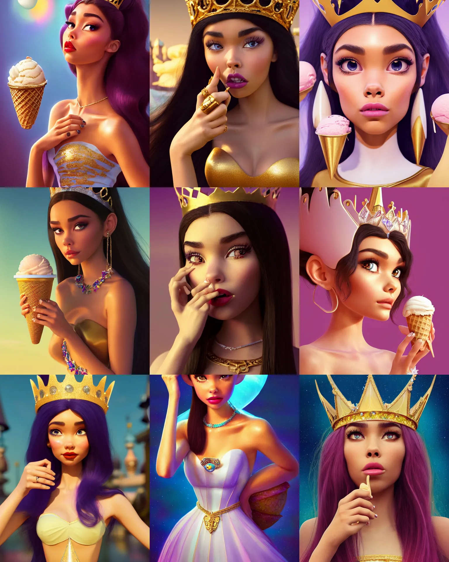 Prompt: madison beer as ice cream queen | jewelry | glamorous oily soft polished rich vixen ornate modern | weta disney pixar movie still photo | hi - fructose, sci fi fantasy, golden ratio, smooth, octane render, sharp focus, artstation, concept art | beeple, rhads, rutkowski, artgerm, mucha, wlop, loish |