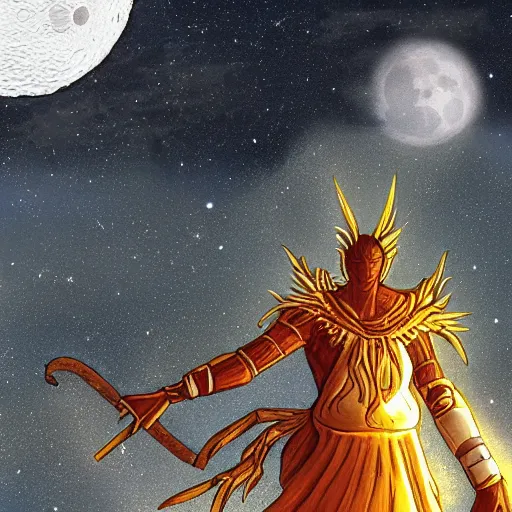 Prompt: concept art of Ankh in front of the moon