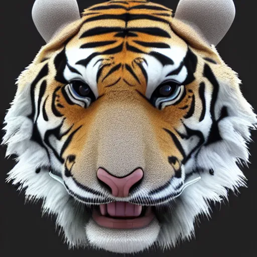 Prompt: 3D model of a tiger, primates NFT style