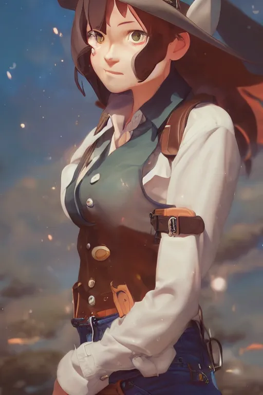 Prompt: a very cute cowgirl cat girl, single subject, scenic full shot, ambient lighting, detailed face, by makoto shinkai, stanley artgerm lau, wlop, rossdraws