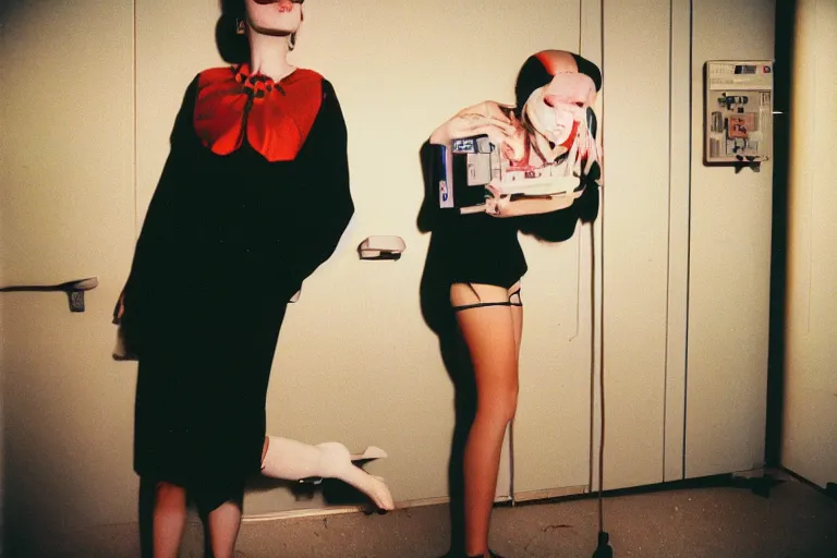 Image similar to 35mm color lomography, last photo, portrait, fashion shoot, weird, random, strange, spooky, interesting, hospital