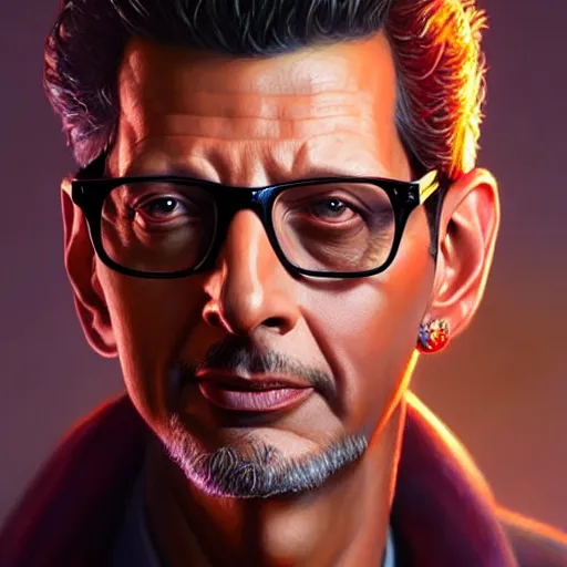 Prompt: a fantasy style portrait painting of jeff goldblum oil painting unreal 5 daz. rpg portrait, extremely detailed artgerm greg rutkowski greg hildebrandt tim hildebrandt