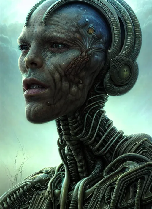 Image similar to closeup portrait shot of a alien warrior in a scenic dystopian environment, intricate, elegant, highly detailed, centered, digital painting, artstation, concept art, smooth, sharp focus, illustration, artgerm, tomasz alen kopera, peter mohrbacher, donato giancola, joseph christian leyendecker, wlop, boris vallejo