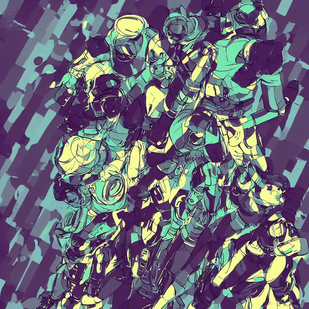 Image similar to human figures, ryuta ueda artwork, jet set radio artwork, stripes, gloom, space, cel - shaded art style, broken rainbow, ominous, minimal, cybernetic, dark, eerie, cyber