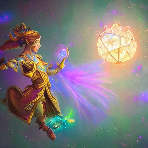 Prompt: luminous magical paper scroll floating in the air, fantasy digital art, in the style of hearthstone artwork