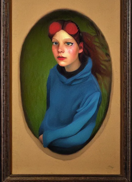 Image similar to a portrait of a pretty sewer punk young lady by agnes lawrence pelton