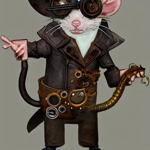 Image similar to a rat with steampunk googles, from Magic the gathering