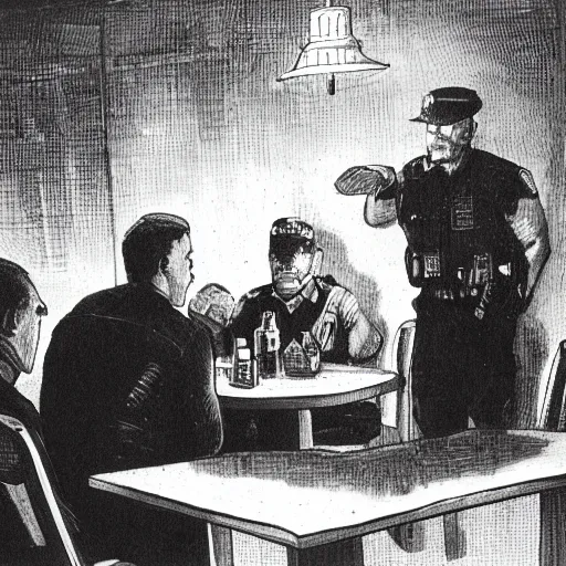 Image similar to police interrogating a jar of pickles