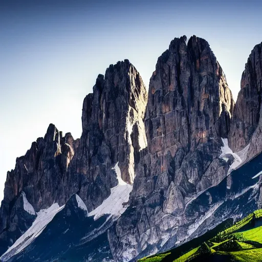 Image similar to a futuristic city in the dolomites