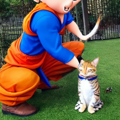 Image similar to goku hanging out with animals