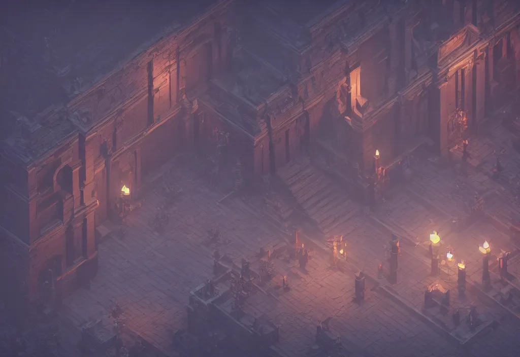 Image similar to isometric magicavoxel Bloodborne bright cinematic lighting, 4k