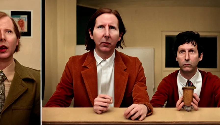 Image similar to the two complementary forces that make up all aspects and phenomena of life, by Wes Anderson,