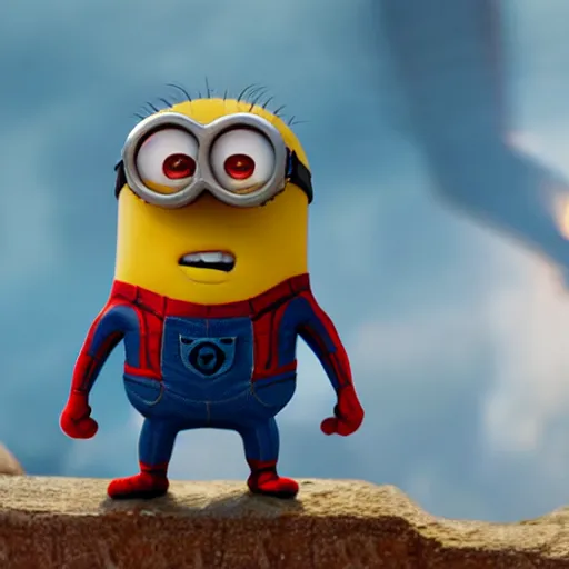 Image similar to minion spider-man, UHD, 4k, highly detailed