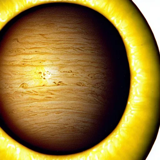 Prompt: sliced lemon as planet, photo by hubble telescope
