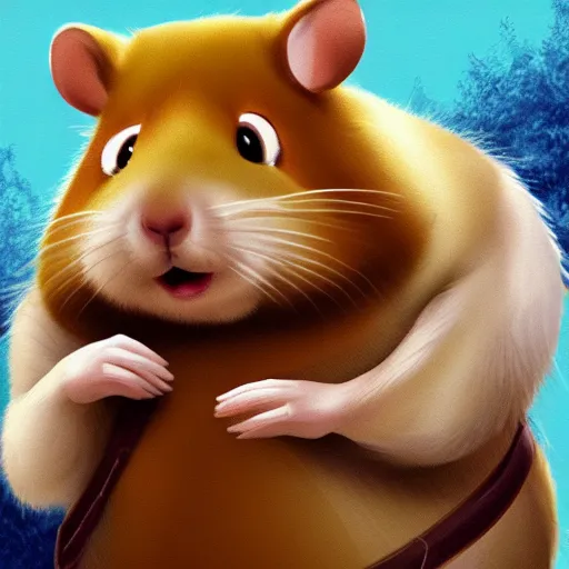 Prompt: fat anthropomorphic hamster furry, cartoon