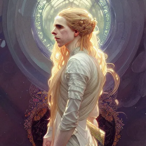 Image similar to The OA, Brit Marling, fantasy, intricate, elegant, highly detailed, digital painting, artstation, concept art, smooth, sharp focus, illustration, art by Krenz Cushart and Artem Demura and alphonse mucha