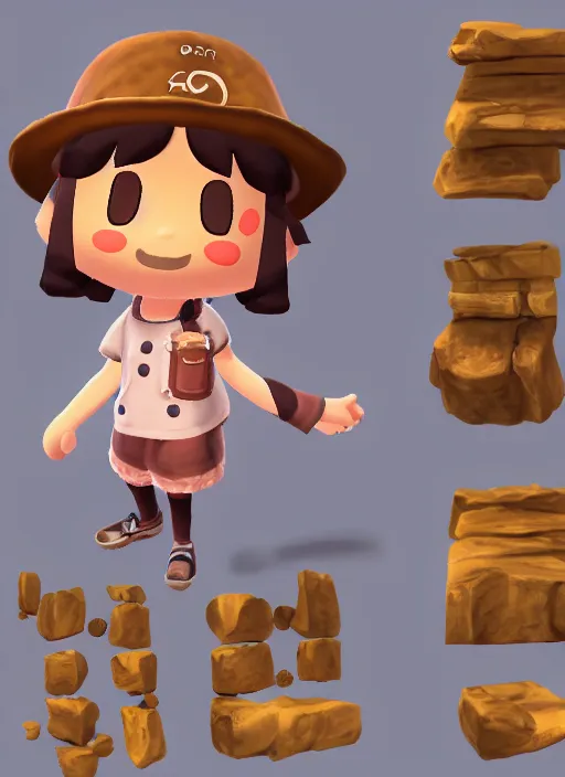 Image similar to female explorer mini cute girl, adoptable, highly detailed, rendered, ray - tracing, cgi animated, 3 d demo reel avatar, style of maple story and animal crossing, maple story indiana jones, cool clothes, soft shade, soft lighting, portrait pose