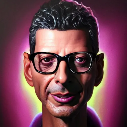 Image similar to close - up jeff goldblum face fused with violet plum, mixed jeff goldplum, fusion jeff goldblum sentient fruit, plum with face of jeff goldblum, highly detailed, unreal engine, 3 d art, digital art, painting by greg rutkowski