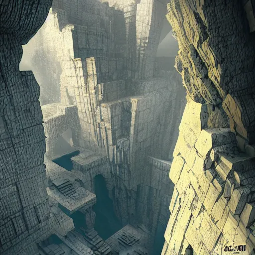 Image similar to geometric chasm, epic scale, high quality, detailed, artstation, intricate