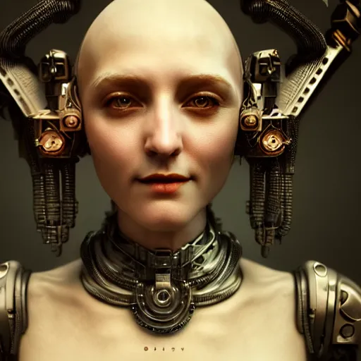 Image similar to dieselpunk robotic elvish empress, extremely detailed, hyperrealistic, intricate, soft light, fantasy, d & d, digital painting, art station, by wlop, octane render, unreal engine, 4 k