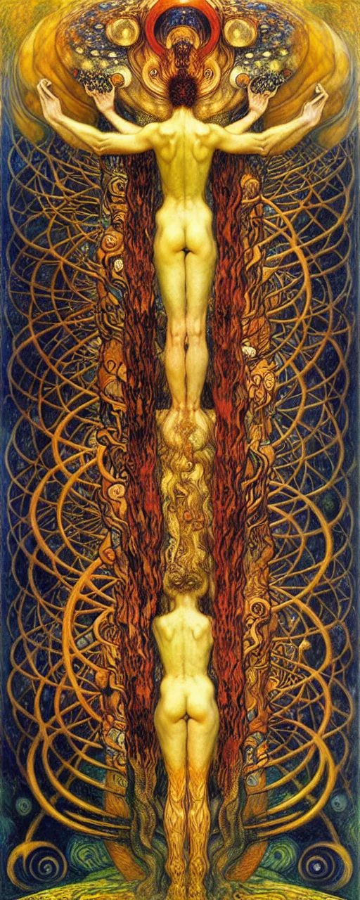 Image similar to Divine Chaos Engine by Karol Bak, Jean Delville, William Blake, Gustav Klimt, and Vincent Van Gogh, symbolist, visionary