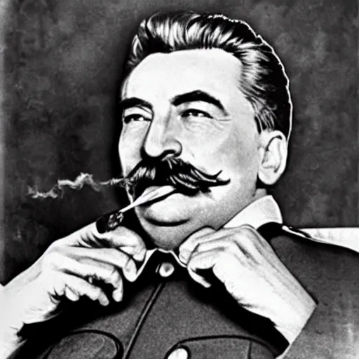 Image similar to stalin smoking french fries