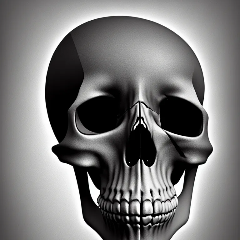 Image similar to black and white light 3D geometry, skull, matte bright highly detailed, poetic, 3D render, digital art, octane render, 8K artistic photography, photo-realistic, by Dora Maar