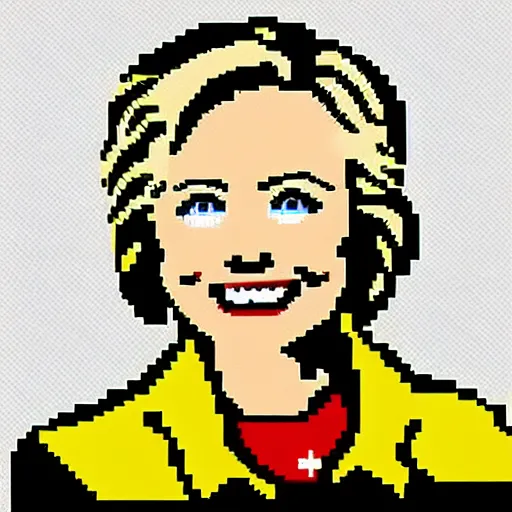 Prompt: microsoft paint pixel art of hillary clinton