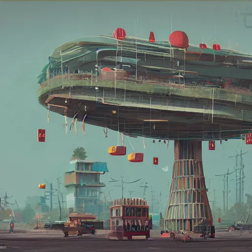 Image similar to hanoi in the style of stalenhag simon