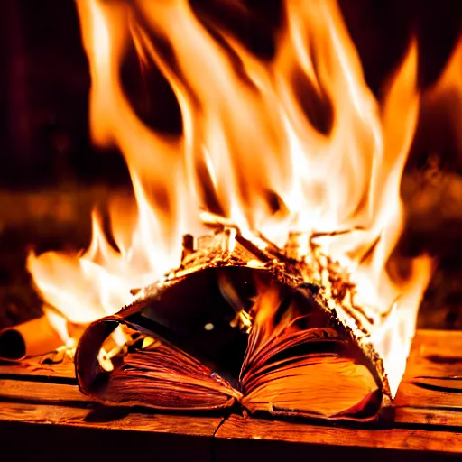 Image similar to campfire with flames creating the shape of a book