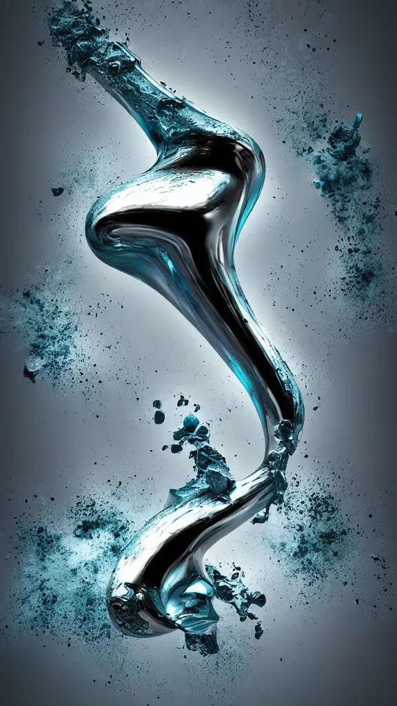 Prompt: abstract impossible chrome drippy sculpture fine art jewelry, concept art, 3D object, octane render, unreal engine, album art, by Alberto Seveso