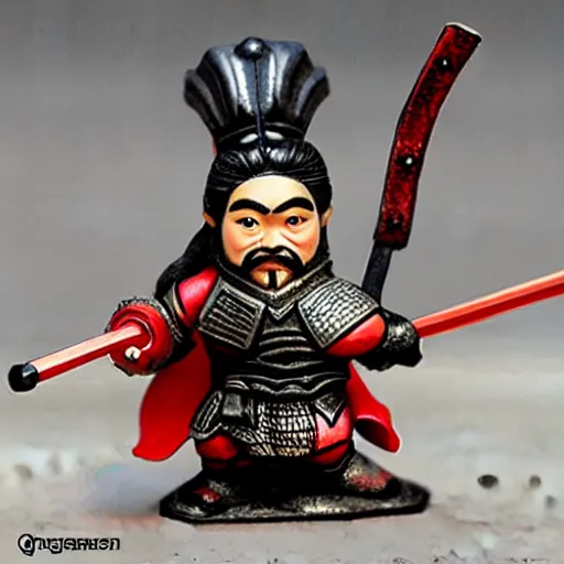 Prompt: samurai with flaming armor pointing a red katana at a gnome, highly detailed