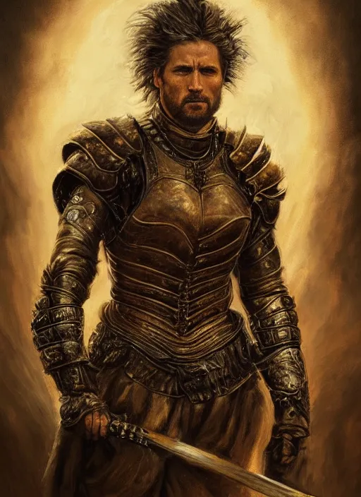 Prompt: highly detailed oil painting, masterpiece portrait warrior lannister, fantasy character portrait, dynamic pose, above view, top lighting