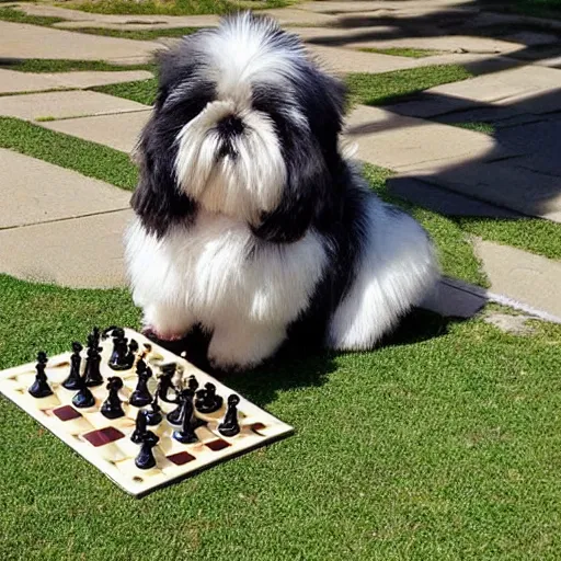 Image similar to shi tzu playing chess