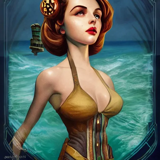 Image similar to lofi underwater bioshock beach model portrait, Pixar style, by Tristan Eaton Stanley Artgerm and Tom Bagshaw.