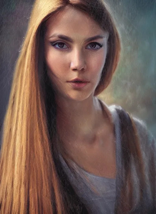 Image similar to portrait of a gorgeous young woman mage in the style of stefan kostic, flickr, realistic photo, sharp focus, 8k high definition, insanely detailed, intricate, elegant