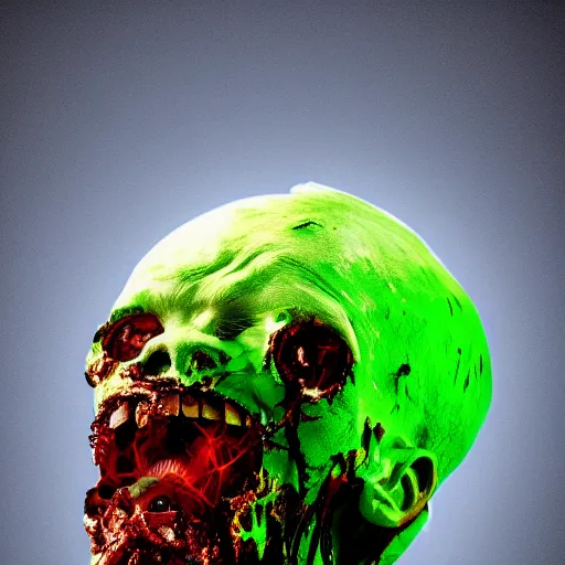 Image similar to exploding zombie head, high definition photography, professional