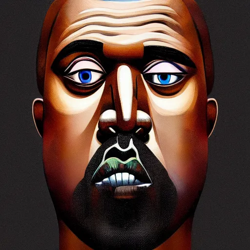 Prompt: Portrait of Kanye West in a surrealist George Condo style, picasso style, masterpiece, cgsociety, artstation