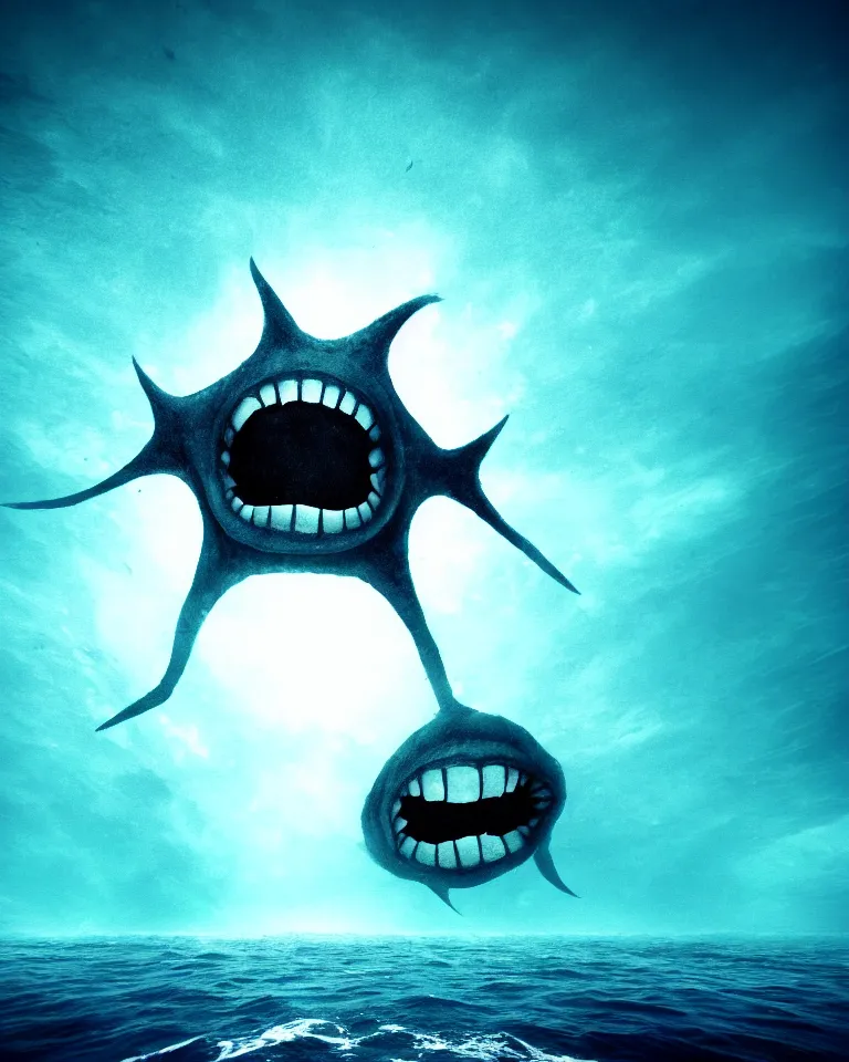 Image similar to a huge monster staring at your from under the waves of the huge empty ocean