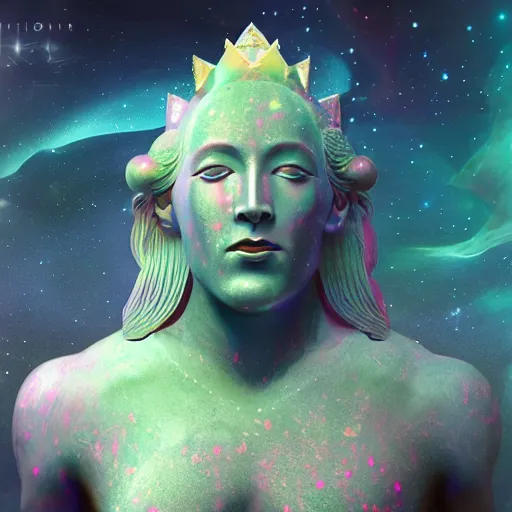 Image similar to cosmic king god who's body made of cosmos, detailed, octane, arstation, concept art