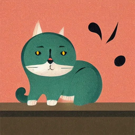 Image similar to cute cats in mid-century illustration style