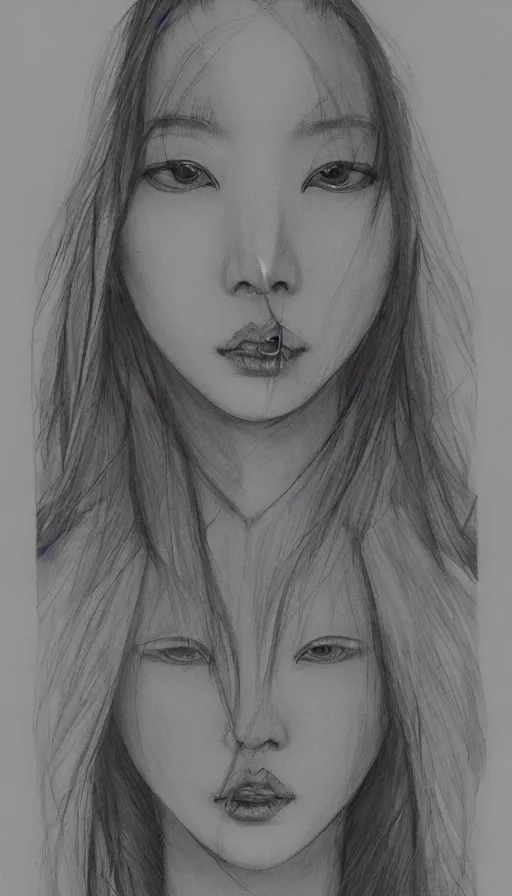 Prompt: model yoon young as the high priestess, by soeymilk, black and white graphite drawing, smooth render, 3 / 4 view