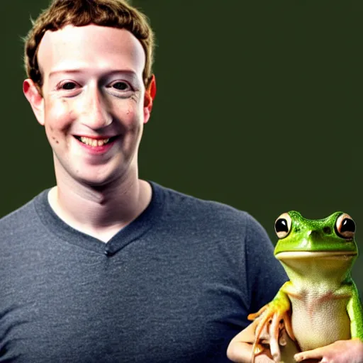 Image similar to mark zuckerberg holding a frog