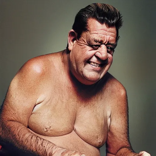 Prompt: fred flintstone as a real person photo by annie leibovitz