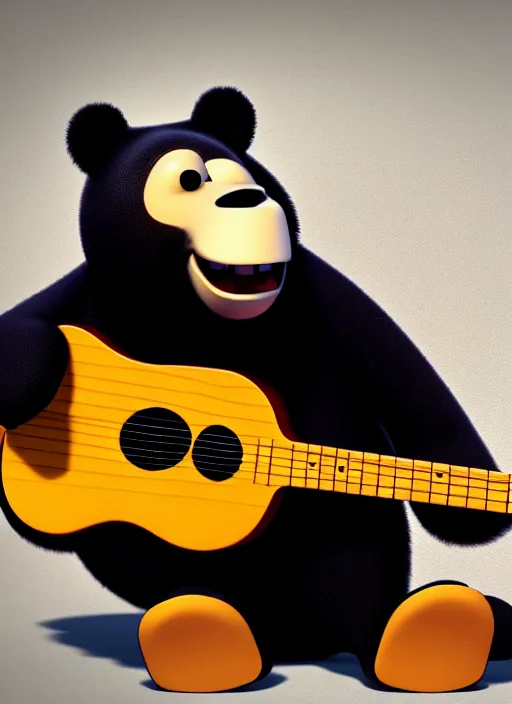 Image similar to Bear playing guitar, pixar, 8k