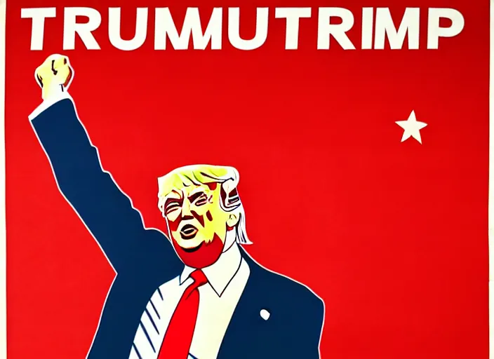 Image similar to donald trump in a communist propaganda poster promoting labour