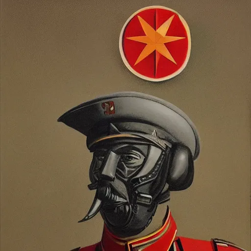 Image similar to a detailed and complex, highly detailed, concept art, soviet propaganda poster depicting a general emu in military uniform. painting by irakli toidze,
