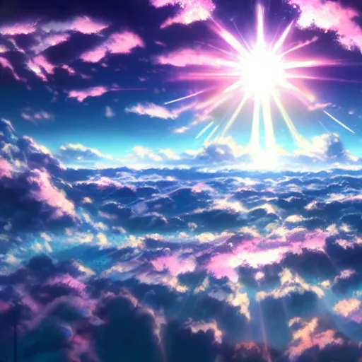 Image similar to stunning, glitchy, 4 k, landscape, galaxy, flowers, volumetric lighting, ufotable art style, art by hajime sorayama, epic sky, god rays, by akihiko yoshida, photorealistic dramatic liquid anime girl