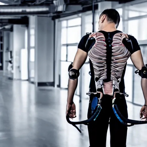 Prompt: muscular fitting exoskeleton for rehab